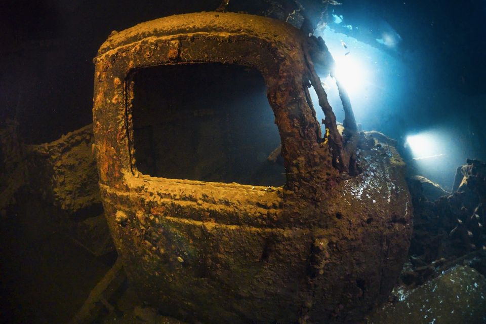 Truck in a cargo hold, Chuuk Lagoon